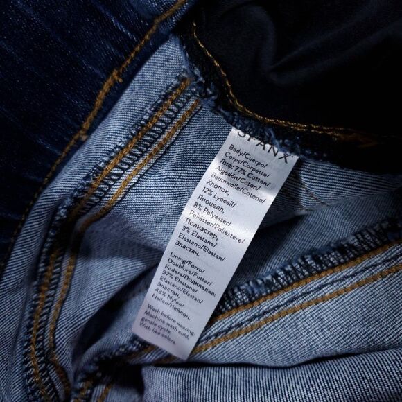 Spanx Distressed Ankle Skinny Jeans Legging Blue Medium Wash Pull On Size XS - Picture 7 of 12